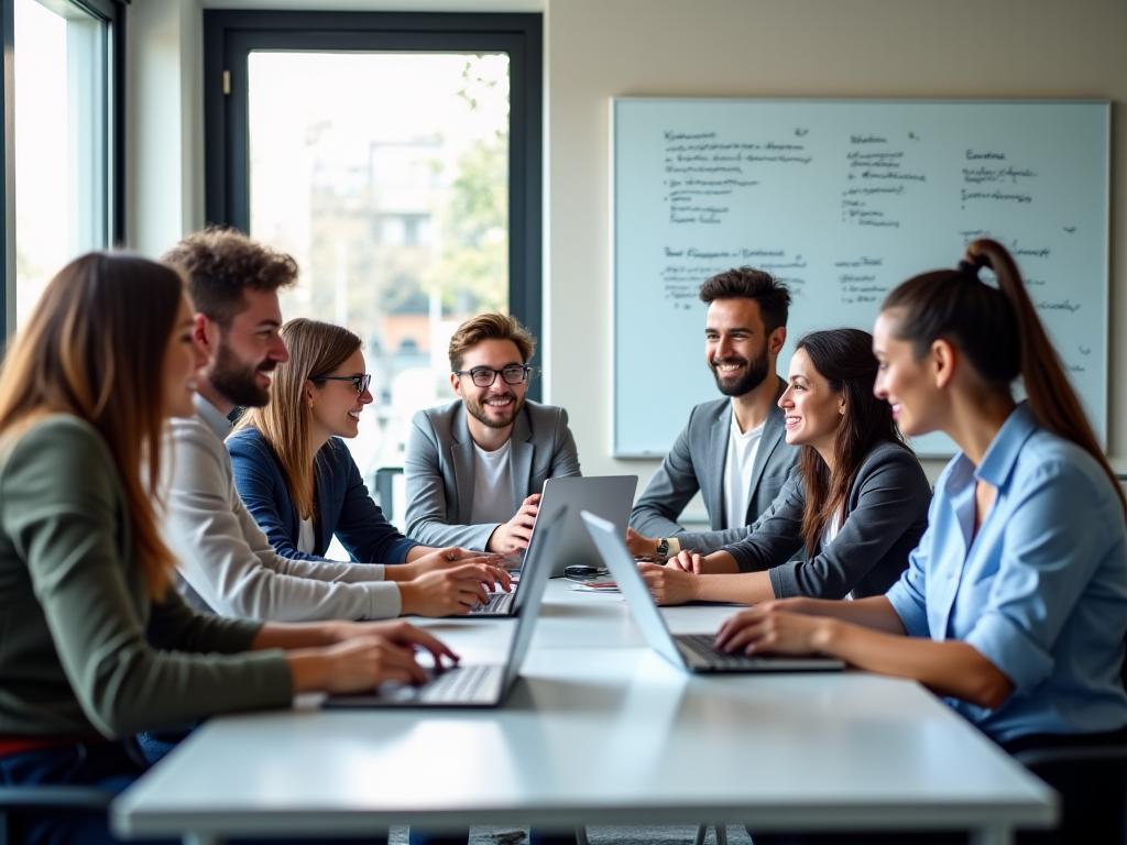 L'équipe d'experts de Pérégrine Forme en réunion, passionnés par la technologie et la santé