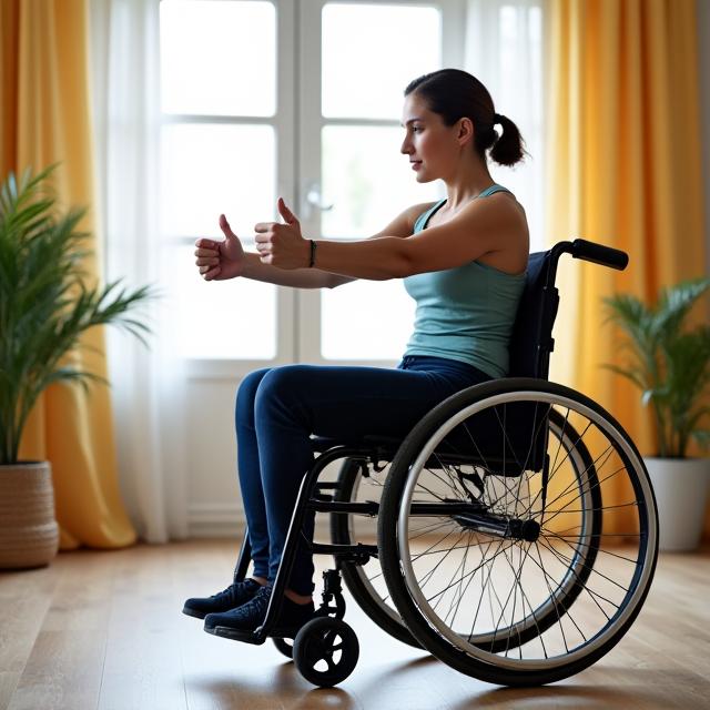 Personne à mobilité réduite faisant de l'exercice avec un programme adapté